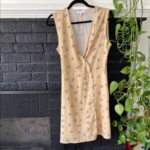 Yellow Sleeveless Wrap Mini Sundress